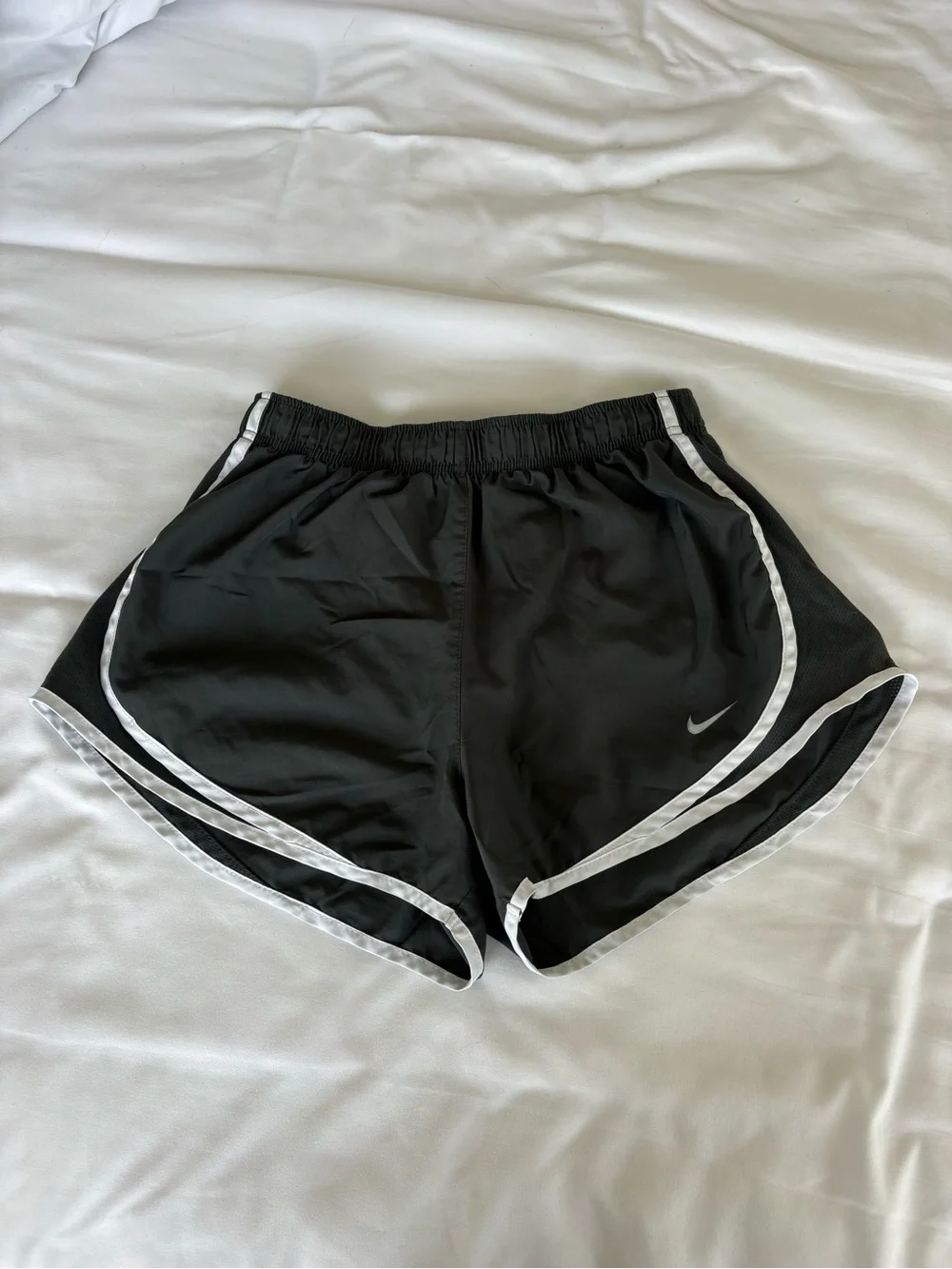 NIKE Women’s Dark Gray Running Shorts with White Trim